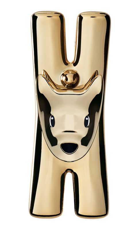 Goldenes MMI32 Lampo / Giampo Klammerset von Alessi, ein dekoratives Einzelstück für Sammler.